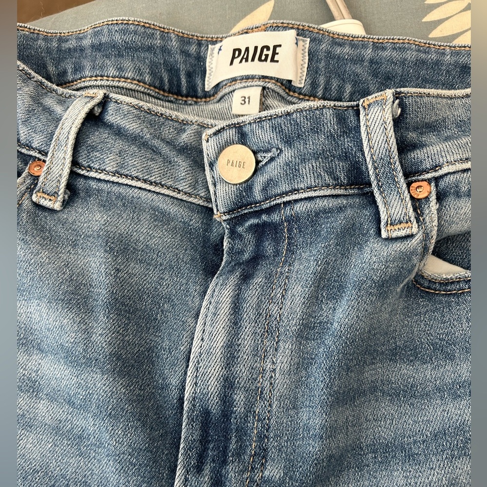 Paige Cindy Distressed Speak Easy Straight Jeans Size 31 - Picture 7 of 10